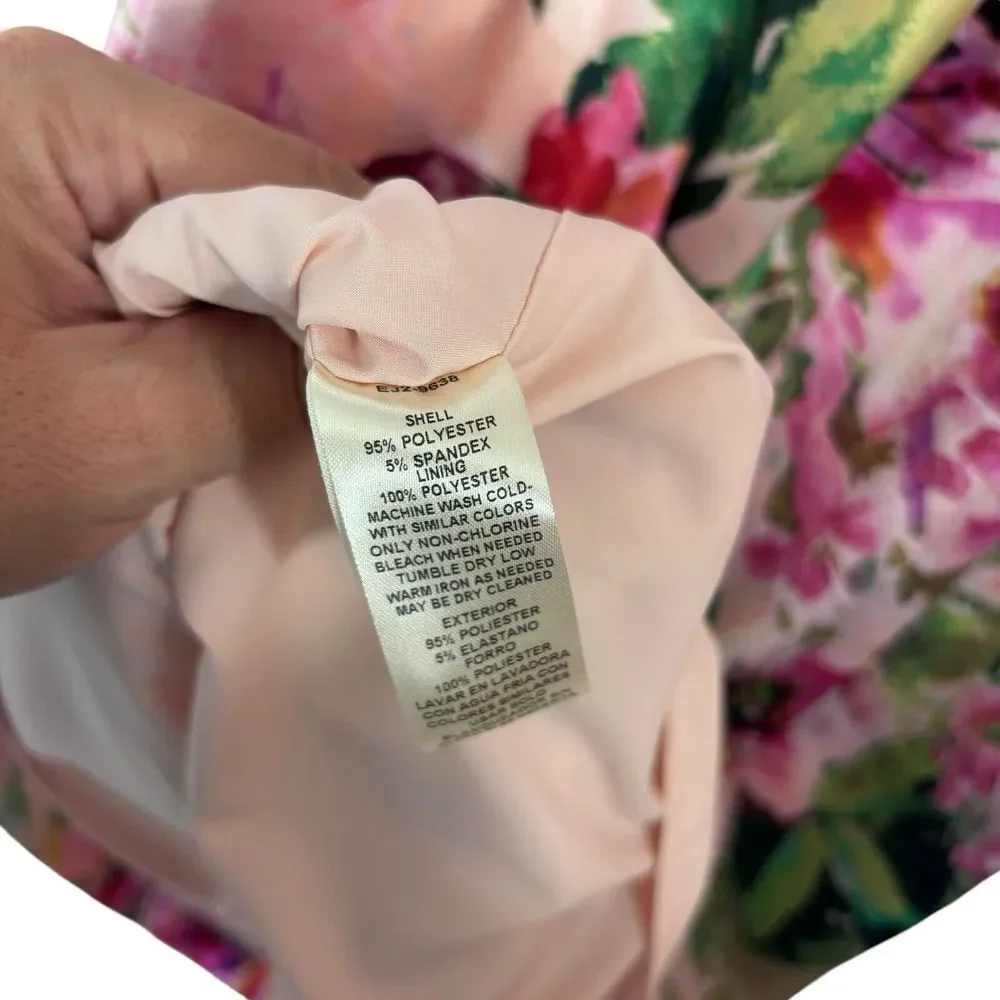 New Eliza J Size 8 Floral Printed Cut Out Sash Dress Watercolor Art To Wear NWT - Picture 9 of 10